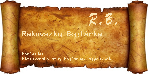 Rakovszky Boglárka névjegykártya